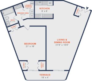 Valley Forge Towers Floor Plan 1 bedroom