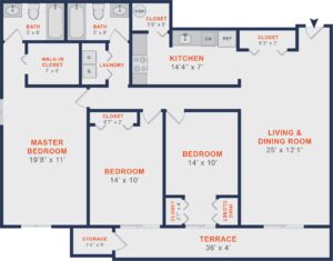 Valley Forge Towers Floor Plan 3 bedroom small