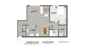 Lehigh Flats Floor Plan 1 bedroom deluxe