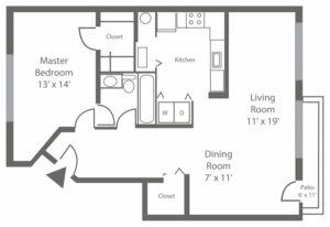 Sophia's Place East Floor Plan 1 bedroom