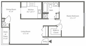 Sophia's Place West Floor Plan 1 bedroom