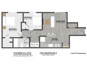 Thorn Flats 2 bedroom floor plan 693-841 square feet