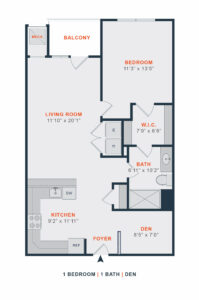 Flats at Jenkintown Floor Plan 1 bedroom 1 bath with den