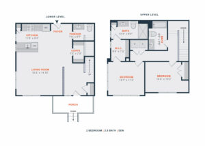 Flats at Jenkintown Floor Plan 2 bedroom 2.5 bath with den