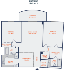 Plaza Apartments 2 bedroom 2 bath floor plan