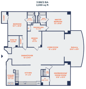 Plaza Apartments 3 bedroom 2 bath floor plan