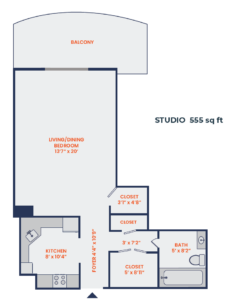 Plaza Apartments studio 1 bath floor plan