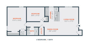 Sedgwick Station 2 bedroom 1 bath floor plan