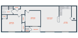 Knightsbridge Floor Plan 2 bedroom 1 bath 1,045 square feet